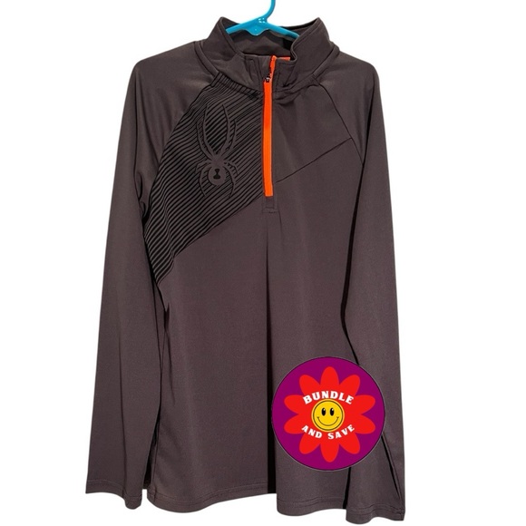 Spyder Charcoal and Neon Orange Pullover - Picture 1 of 5
